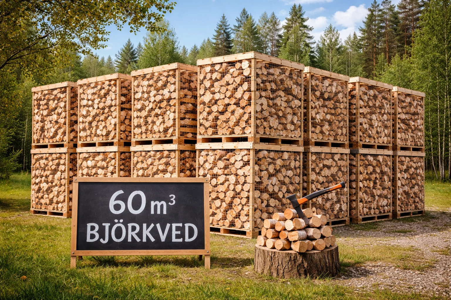 Hem pile de bois de bouleau en foret.png
